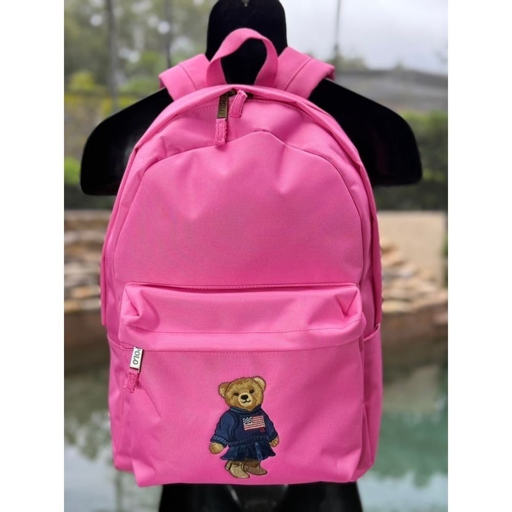 Polo Ralph Lauren Pink Polo Bear Canvas Backpack Unisex Bag OS